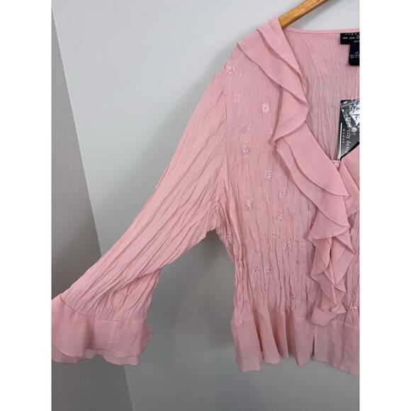 New York City Design Co Separates Crinkle Crepe Blouse Women’s Sz 2X NWT PINK - Picture 5 of 12